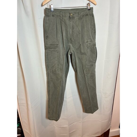 Vintage Dickies W33 L30 Cargo Pants Olive Green Pleated Workwear Skater Y2K - Picture 3 of 6